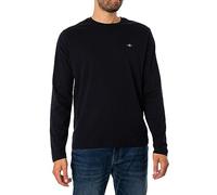 GANT Camiseta para Hombre REG Shield LS, Color Negro, estándar, Negro, L
