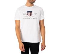 GANT Camiseta para Hombre REG Shield SS, Color Blanco, Blanco, XXL