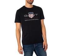 GANT Camiseta Reg Archive Shield SS para Hombre, Negro, L