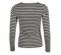 GANT Camiseta Slim Striped 1x1 Ribbed LS, Azul Noche, XXL para Mujer