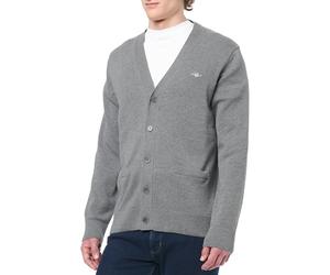 Gant Cárdigan de algodón Casual para Hombre, Gris Oscuro, 3XL
