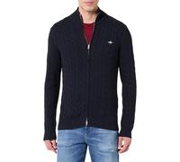 GANT Cárdigan de Punto con Cremallera de algodón para Hombre, Azul Noche, M