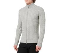 GANT Cárdigan de Punto con Cremallera de algodón para Hombre, Gris, XL