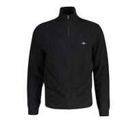 GANT Cárdigan extrafino con Cremallera de Lana de Cordero Suéter, Dk Charcoal Melange, XL para Hombre