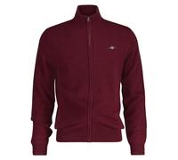 GANT Cárdigan extrafino con Cremallera de Lana de Cordero Suéter, Rojo Vino, XXXL para Hombre