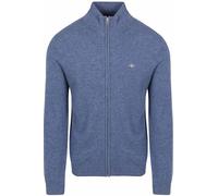 GANT Cárdigan extrafino con Cremallera de Lana de Cordero Suéter, Stone Blue Melange, XL para Hombre