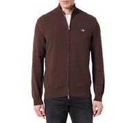 GANT Cárdigan Informal de algodón con Cremallera, Marrón Melange, S