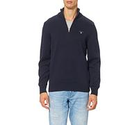 GANT Hombre Punto Informal con Media Cremallera, Evening Blue, XL