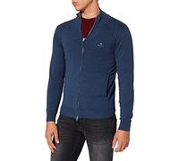 GANT Casual Cotton Zip Cardigan Suéter, Dark Jeansblue Melange, XXL para Hombre