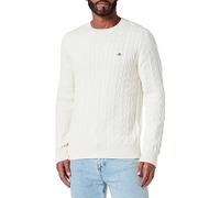 GANT Cotton Cable C Cuello Suéter, Crema, L para Hombre