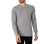 GANT Cotton Cable C Cuello Suéter, Gris, XL para Hombre