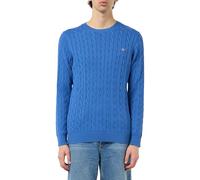 GANT Cotton Cable C-Neck Suéter pulóver, Color Azul, S para Hombre