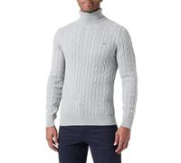 GANT Cotton Cable Turtle Neck Suéter pulóver, Gris, S Hombres