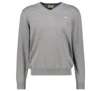 GANT Cuello en V de algodón Suéter, Gris Oscuro, M para Hombre