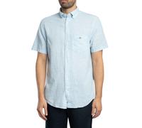 GANT de los hombres Camisa Regular De Manga Corta De Lino Y Algodón, Azul