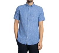 GANT de los hombres Camisa Regular De Manga Corta De Lino Y Algodón, Azul