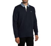 GANT de los hombres Polo de manga larga Chambray regular Heavy Rugger, Azul