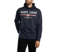 GANT Hombre Sudadera con Capucha Gráfica, Evening Blue, L