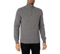 GANT de los hombres Tejido casual de algodón con media cremallera, Gris