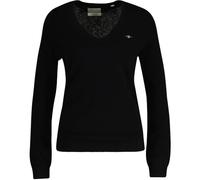 GANT Extrafina Lana de Cordero con Cuello en V Suter Pulver, Negro, XL Mujeres