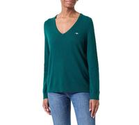 GANT Extrafina Lana de Cordero con Cuello en V Suter Pulver, Verde Oscuro, L Mujeres