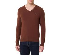 Gant Extrafine Lambswool V-Neck Jersey Hombre (Paquete de 1), marrón Caoba, M