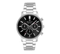 GANT G191001 Easthill Day-Date - Reloj para Hombre, Acero Inoxidable Plateado, Esfera Negra, indicador de Fecha, Pantalla de 24 Horas, Cristal Mineral, Movimiento de Cuarzo, 42,5 mm, 5 ATM