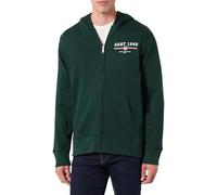 GANT Graphic Full Zip Hoodie Sudadera con Capucha, tartán Verde, XXL Hombre, Tartán Verde, XXL