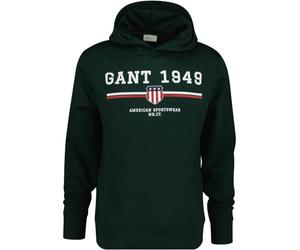 GANT Graphic Hoodie - Sudadera con Capucha para Hombre, Tartán Verde, XL