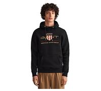 GANT Herren Reg Archive Shield - Sudadera con Capucha, Negro, L