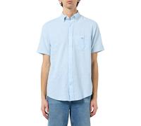 GANT Reg Cotton Linen SS Shirt Camisa, Azul (Fresh Blue), M Hombres