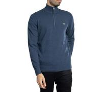 GANT Media Cremallera de algodón clásico Suéter, Dark Jeansblue Melange, L para Hombre