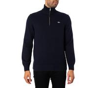 GANT Sudadera Casual de Algodón con Media Cremallera para Hombre, Negro, Azul Noche, M