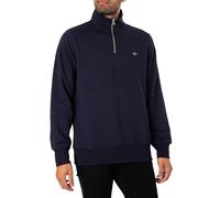 GANT Hombre Sudadera con Cremallera 1/4 con Escudo Regular, Evening Blue, XL