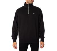 GANT Reg Shield Half Zip Sweat Logotipo de Manga Larga con Cremallera Corta, Black, M para Hombre