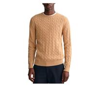 GANT Jersey de algodón con Cuello en C para Hombre, Caqui Mel, L