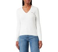 GANT Stretch Cotton Cable V-Neck Suéter, Cáscara De Huevo, XS para Mujer
