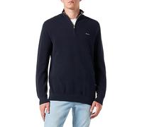 GANT Jersey de algodón piqué para Hombre con Media Cremallera, Azul Noche, L
