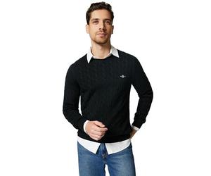 GANT Jersey de Manga Larga Cuello Redondo Punto de Cable Beige, Crema, S