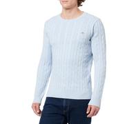 GANT Jersey de Manga Larga Cuello Redondo Punto de Cable Beige, Ice Blue Melange, L