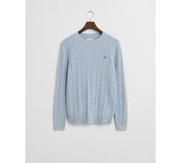 GANT Jersey de Manga Larga Cuello Redondo Punto de Cable Beige, Ice Blue Melange, XXL