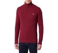 Gant Jersey de Punto con Cuello de Tortuga de Cable de algodón para Hombre (1er Pack), Plumped Red, XXL