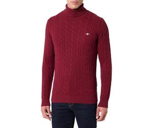 Gant Jersey de Punto con Cuello de Tortuga de Cable de algodón para Hombre (1er Pack), Plumped Red, XXL