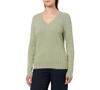 Gant Jersey elástico de algodón con Cuello en V para Mujer, Faded Sage, XS