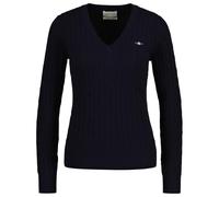 GANT Jersey elástico de algodón para Mujer, Cuello en C, Color Azul, Azul Noche, S
