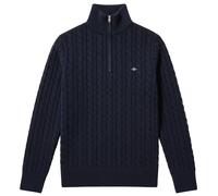 GANT Jersey Hombre Algodón CABLE Half Zip, Punto Zopf, Troyer, Azul Marino/Negro