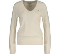 GANT Lana de cordero extrafina con cuello en V, crema, M