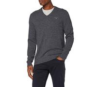 GANT Extrafina Lana de Cordero con Cuello en V Suter Pulver, Dk Charcoal Melange, M Hombres