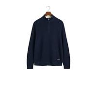 GANT Media Cremallera de algodón Acanalado Suéter pulóver, Azul Noche, M para Hombre