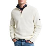 GANT Media Cremallera de algodón Acanalado Suéter pulóver, Crema, XL para Hombre